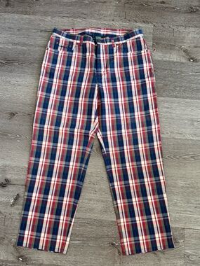 Lauren Ralph Lauren Womens Size 12 Blue Red Plaid Cropped Pants Capris